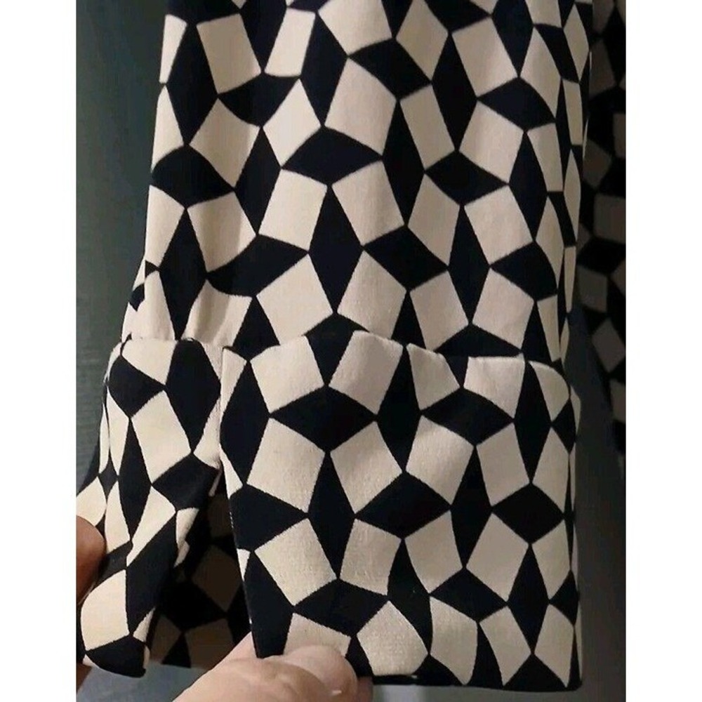 Suzie Chin Black White Shift Dress Womens 10 Boutique Work Career Office Midi - Picture 6 of 6